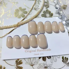 No.1　現品　ネイルチップ　シンプル　フレンチ　ショートネイル　ショートオーバル　細フレンチ　オフィスネイル　ハンドメイド　カジュアル