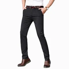 スラックス メンズ ロング丈 ロングパンツ パンツ ズボン ストライプ 弾力性 通気性 ウエストゴム ボトムス シンプル カジュアルszlfs43