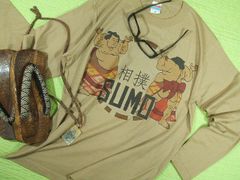 長袖　相撲Ｔシャツ　ロンＴ　お相撲さんのＴシャツ　力士のＴシャツ　長袖　日本文化