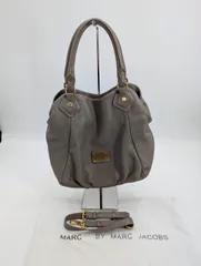 MARC BY MARC JACOBS 2WAY レザートートバッグ グレー ゴールド金具 ショルダー付き