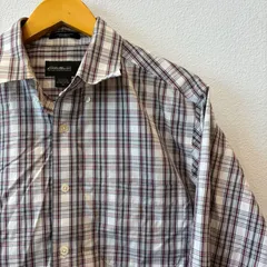 古着 L 長袖シャツ Eddie Bauer エディーバウアー  チェック 赤 黒 グレー