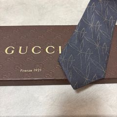 美品 GUCCI グッチ シルク 100％ ネイビー 254-708