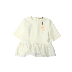 （新品未使用タグ付）HEVE（ヘイヴ） 　PEONYペプラムBL　ホワイト　ブラウス　ピオニー　オーガンジー