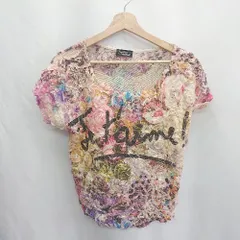 ◇ ⊂ Free's Mart International 総柄 ロゴプリント 花モチーフ 半袖 ブラウス サイズS マルチカラー レディース E  【1412090043864】