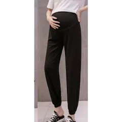 ☆ ブラック ☆ XLサイズ ☆ マタニティパンツ 裾リブタイプ kpants103 マタニティ パンツ マタニティーパンツ マタニティウエア ズボン ボトム ボトムス カジュアルパンツ ジョガーパンツ 裾リブ マタニティー 妊婦 産前 産後 ママ服 妊婦服