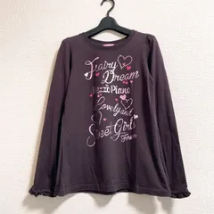 【最終値下げ】Mezzo Piano メゾピアノ カットソー ブラウンパープル 英字 リボン L 160 綿100% 長袖 Y2K グランジ 平成女児 ギャル