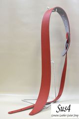 ハンドメイド＆国内生産 ギターストラップ　革(Genuine Leather Guitar Strap)　レッド　シュリンク