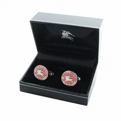 バーバリーブラックレーベル BURBERRY BLACK LABEL カフスボタン アクセサリー ホースロゴ ラウンド シルバー色 ピンク ■GY18 /MQ