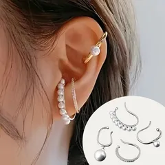 【発売記念特別価格】 イヤーカフ かわいい 綺麗 4点セット 豪華 キラキラ ゴージャスアクセサリー 耳飾り おしゃれ カフ イヤリング （商品管理番号：1131）