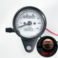 ワイケーショップ ブラック☆140km 機械式 スピードメーター ミニメーター バイク チョッパー トラッカー カフェsr400 tw tr ftr モンキー ダックス ykshopb
