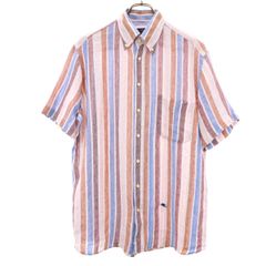極美品 ITALY製 ETRO リネン ワンポイント マルチ ストライプ シャツ