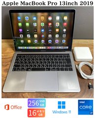 ［美品/新品バッテリー］Apple MacBook Pro 13inch 2019/Core i7 2.8GHz/メモリ16GB/SSD256GB/Windows11/Office 2024/491