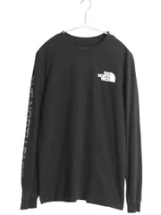 【お得なクーポン配布中!】 ノースフェイス プリント 長袖 Tシャツ メンズ S アウトドア ロンT ロングスリーブ カットソー 袖プリント ワンポイント シンプル ブラック