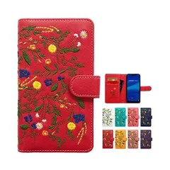 iPhone 6 iPhone 6s ケース カバー ボタニカル 花 刺繍 手帳 手帳型 (e.レッド iPhone6s i)