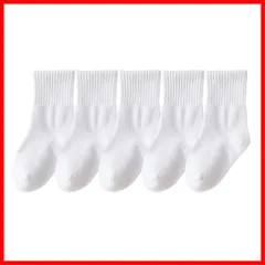 【速発送】C 男の子と女の子の純綿ソックス スクール 汚れ目立たない 足底切り替え 白 リブ 靴下 つま先・かかと補強 クルー丈5足セット