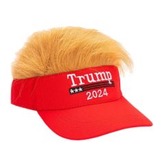 トランプ風2024年選挙サンバイザー 創意リアルヘアデザイン 面白いユーモア 様々なイベントやアウトドアに最適#わふうひゃっぽうばこ