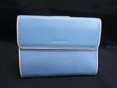 COACH コーチ レザー 二つ折り がま口 財布 ウォレット 札入れ 小銭入れ カード入れ メンズ レディース ライトブルー系 DI2569