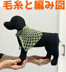 編み物キット ウォッシュコットンクロッシェで編む犬用ケープ 毛糸 夏糸 かぎ針編み 犬の服 ワンコ服 ドッグウェア