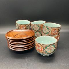 ★未使用品 有田焼 聖山窯 白馬 湯呑7 茶托7 組み合わせ 7個セット★