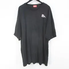 ディーゼル DIESEL 半袖 カットソー シャツ XXL 黒系 ブラック ロゴ プリント ワンポイント 綿 コットン