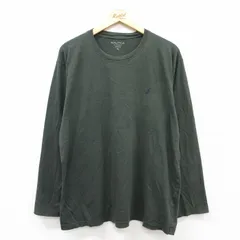 XL/古着 ノーティカ 長袖 ブランド Tシャツ メンズ ワンポイントロゴ 大きいサイズ コットン クルーネック 濃緑 グリーン 25sep03 中古