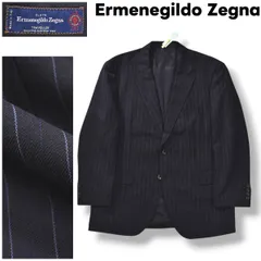 【上質】 エルメネジルドゼニア Ermenegildo Zegna TRAVELLER トラベラー ストライプ柄 シングル 2B テーラードジャケット 通年 100BB5 ネイビー メンズ