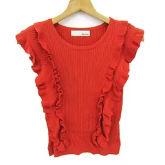 リリーブラウン ニット トップス ノースリーブ フリル リブ レディース Fサイズ オレンジ LILY BROWN 【中古】