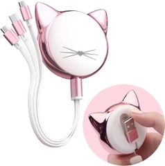 [新品送料無料）充電ケーブル3本データケーブル高速充電自動格納式USBコネクタ