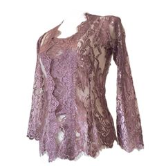Kebaya メタリック クバヤ ダークピンク レーストップス インドネシア 民族衣装