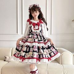 ロリータワンピース メイド服 ロリータ コスプレ衣装 ジャンパースカート 膝丈 ワンピース単品/2点セット選択可 コスチューム 仮装 変装 姫系 ゴスロリ メイド