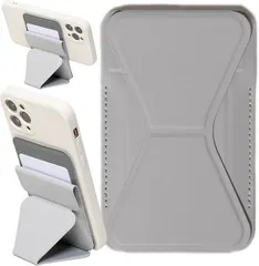 Splenno 互換品 MagSafe カードケース スマホ スタンド グリップ iPhone 16 15 14 13 12 対応 2枚収納(グレー)