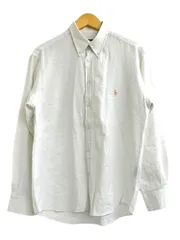 POLORALPH LAUREN (ポロラルフローレン) 長袖シャツ ワンポイントロゴ刺繡 ボタンダウン 無地 M ホワイト メンズ/004