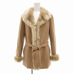 バーバリーブルーレーベル BURBERRY BLUE LABEL フェイクファーコート ベルト付き ショート丈 38 S ベージュ /UO IBO61