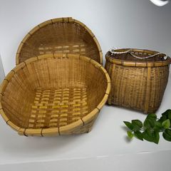 レトロ】竹かご 3個セット 昭和 アンティーク 籠 収納かご インテリア