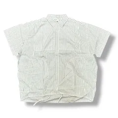参考上代34100円 未使用品 ISSUETHINGS STRIPE S/S SHIRT ストライプショートスリーブシャツ 半袖シャツ ドレスシャツ イシューシングス 24a/54-c-01 ホワイト/グリーンのサムネイル