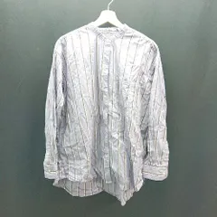 ◇ CRAFT STANDARD BOUTIQUE ストライプ バンドカラー オーバーサイズ 長袖 シャツ サイズL パープル レディース E  【1308160034255】