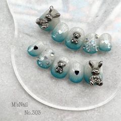 ネイルチップ チップ マグネット グラデーション 水色 可愛い