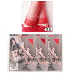 RED色　3足set/Rosesakura/品番0101/5デニール光沢/100%ナイロン/シームレスガーターストッキング