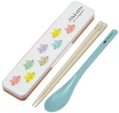 【在庫セール】カラフル ねこっと 抗菌 Ag+ 日本製 銀イオン セット 18cm スプーン 箸 CCS3SAAG コンビセット スケーター(Skater)