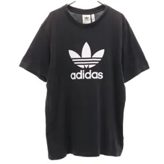 adidas アディダス トレフォイルロゴプリント 半袖 Tシャツ O 黒 メンズ 古着