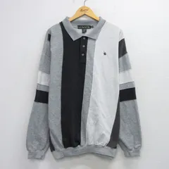 XL/古着 長袖 スウェット メンズ 90s マルチカラー 襟付き 大きいサイズ 黒他 ブラック 25sep19 中古 スエット トレーナー トップス