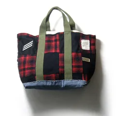 【新品】 Greg Lauren ／ グレッグローレン　トートバッグ SAILOR REINDEER SCRAPWORK TOTE NAVY RED PLAID 大容量 バッグ ヴィンテージ ミリタリー Ralph Lauren ラルフローレン
