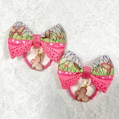 和柄リボン　ヘアゴム　鬼滅　カナヲ　2個セット