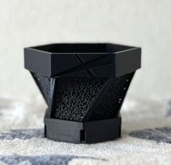 3dプリンター鉢　多肉植物　ブラック