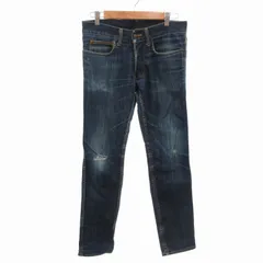 インターナショナルギャラリービームス INTERNATIONAL GALLERY BEAMS デニムパンツ ジーンズ ボタンフライ ダメージ加工 スリム 46 S 青 インディゴブルー /FT ■GY14のサムネイル