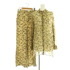 ザラ ZARA セットアップ上下 総柄 長袖シアーブラウス ワイドパンツ USA XS ベージュ /MY ■OS