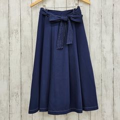 【 HusHusH 】ハッシュアッシュ タックフレアステッチリボンスカート