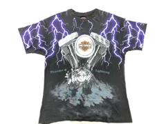 希少 レア ハーレーダビットソン 雷 サンダー tシャツ Lサイズ 古着 90s Harley Davidson Thunder & lightning Tee L ハーレー