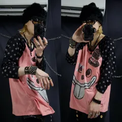 PEACE NOW Glitter Stars Pierrot Motif Face Round Neck Raglan Sleeves 7/S Tee ピースナウ ラメ グリッター スター 星 ピエロ ラウンドネック ラグランスリーブ 七分袖 tシャツ