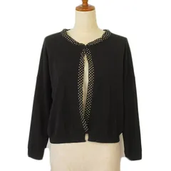 ランバンオンブルー LANVIN en Bleu カーディガン ニット リボン ドット シフォン 38 黒 ブラック